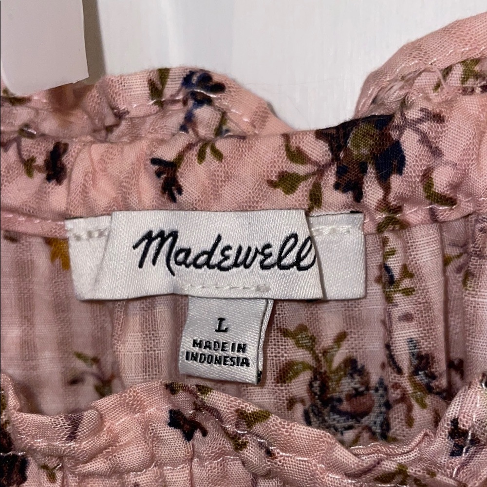 🛑SOLD🛑 Madewell Pink Smocked Blouse with 3/4 Sleeves - Picture 3 of 8